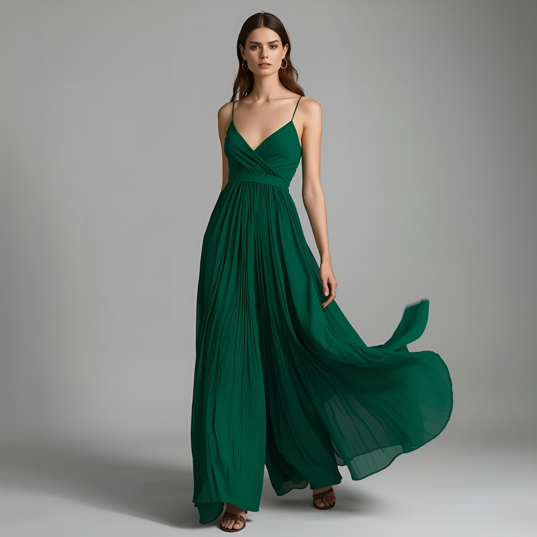 SERAPHINA | Vestido veraniego fluido en verde esmeralda